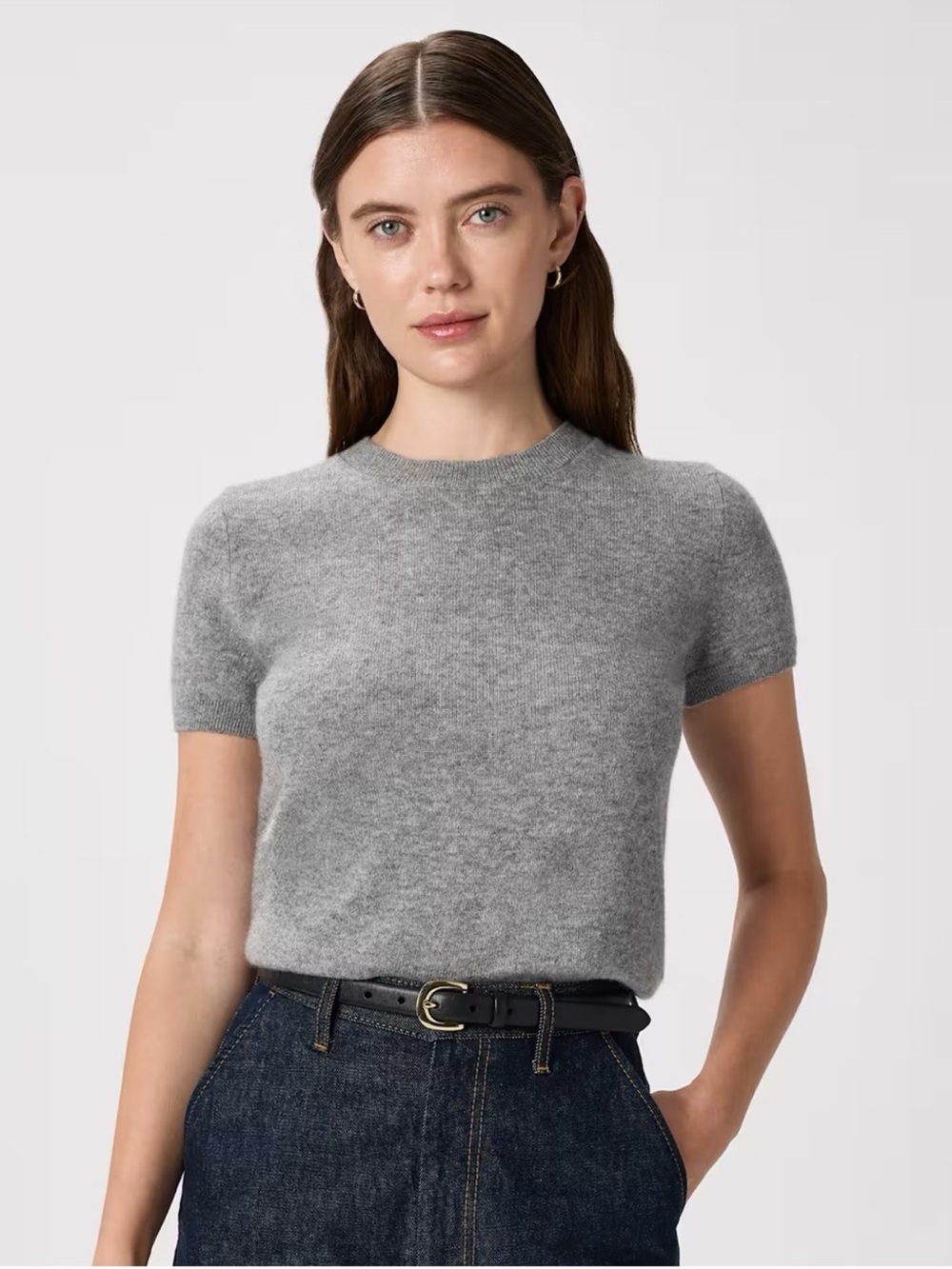 Quince Mongolian Cashmere Tee Gray Size S